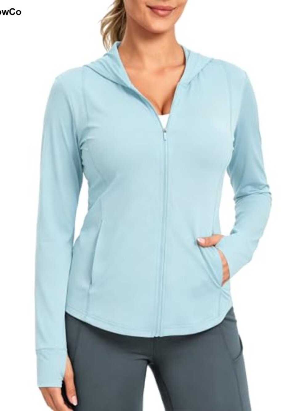 Women's UPF 50+ Zip Up Hoodie Lightweight Jacket Thumbholes Running Hiking
